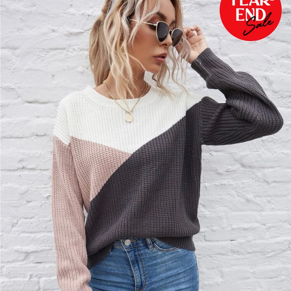 SHEIN Color Block Sweater
